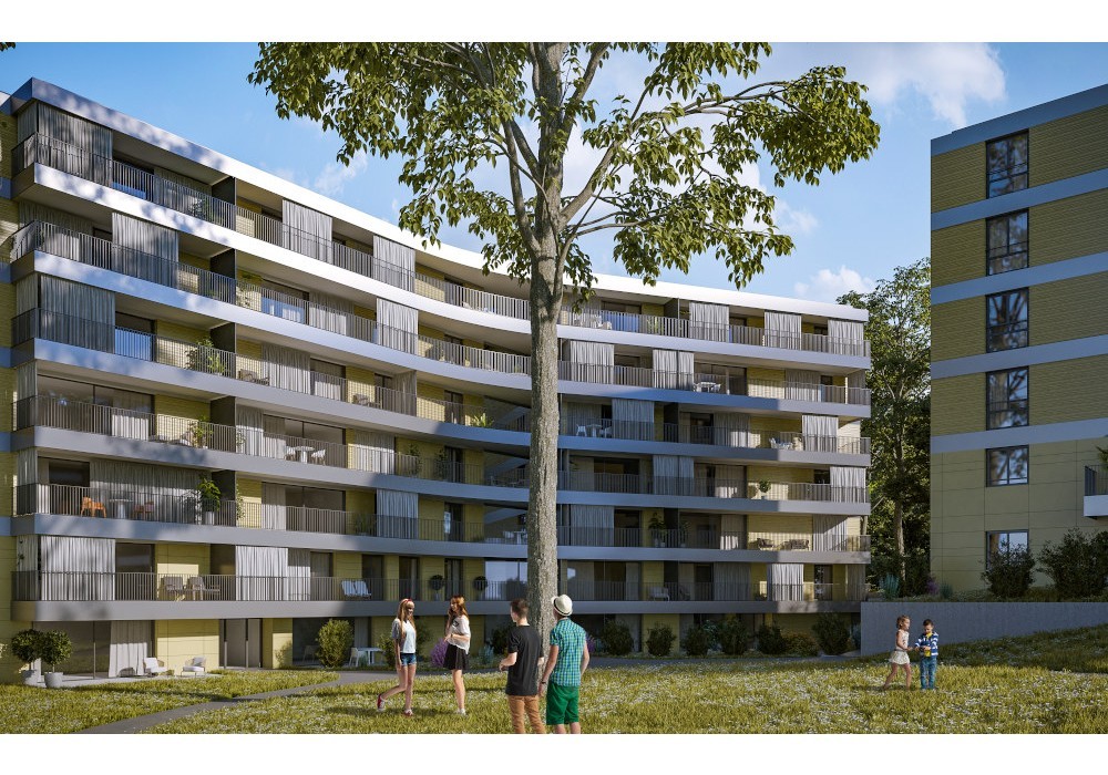 Rendu 3D - Façades Ouest des immeubles D1-D2